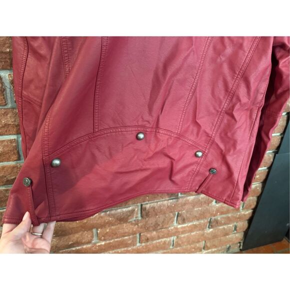 Free People Vegan Red Leather Jacket - Picture 12 of 12